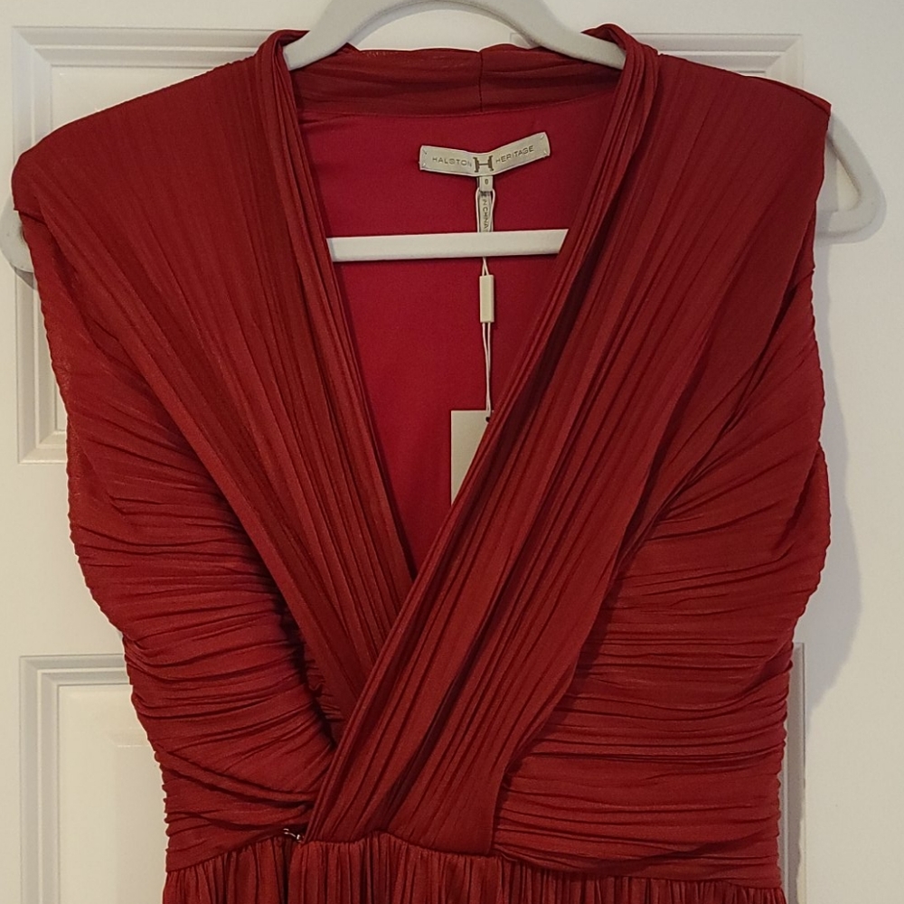 Halston Heritage Red Full Length Gown